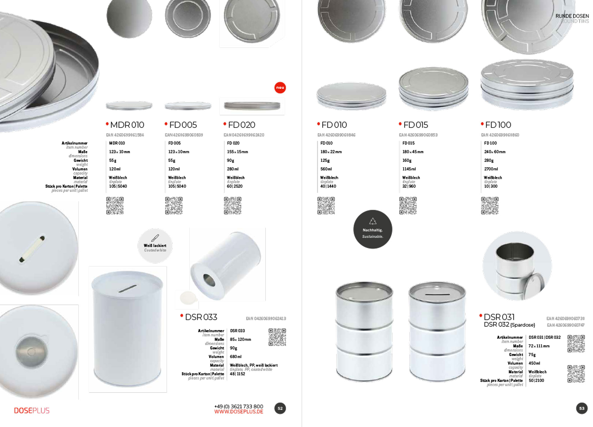 Katalog puszek z białej blachy
